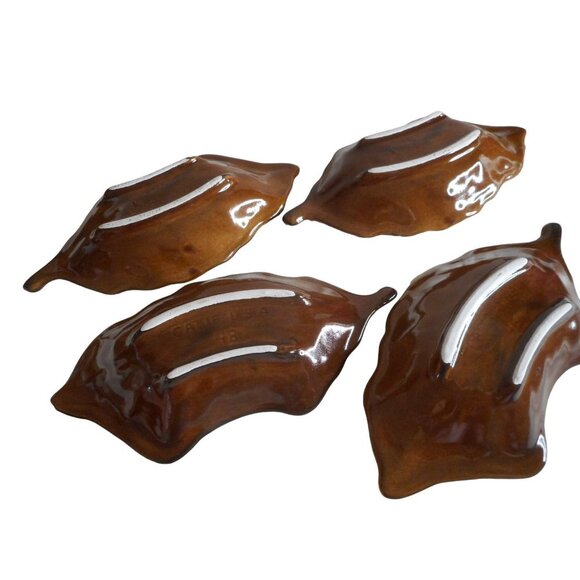 Vintage MCM Mid Century Lazy Susan Serving snack Set Calif Pottery chip dip Leaf - Picture 4 of 4